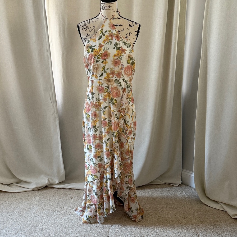 Floral Halter Neck Maxi Dress